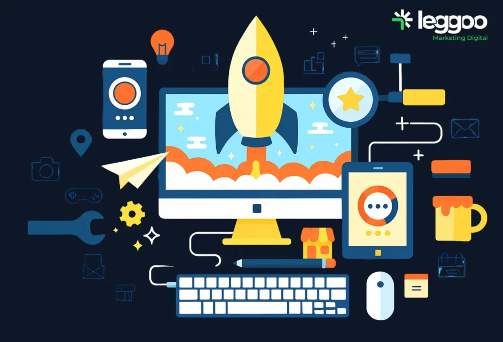 Imagem representando uma agência de marketing digital em Catanduva com profissionais planejando estratégias